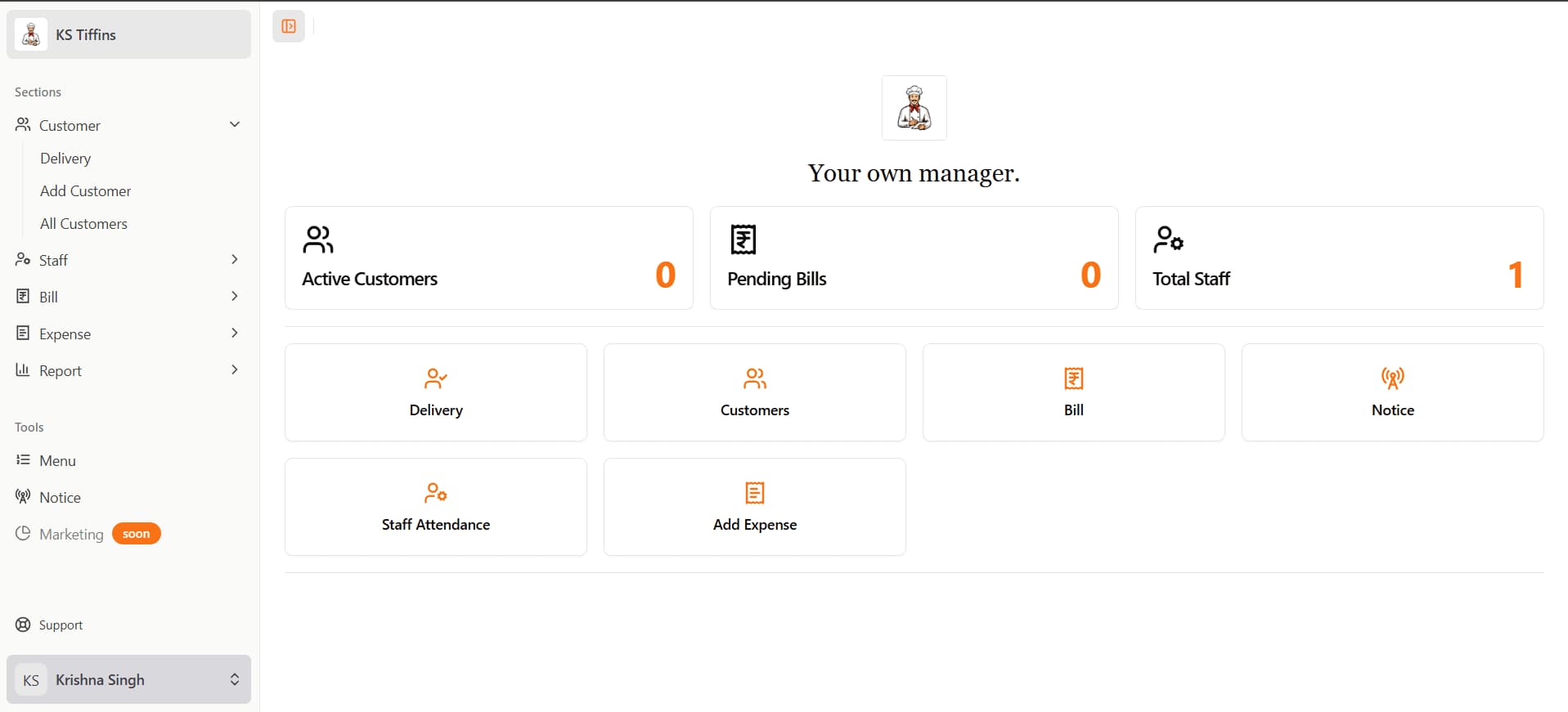 Tiffin Managar, A CRM for Tiffin Services Providers